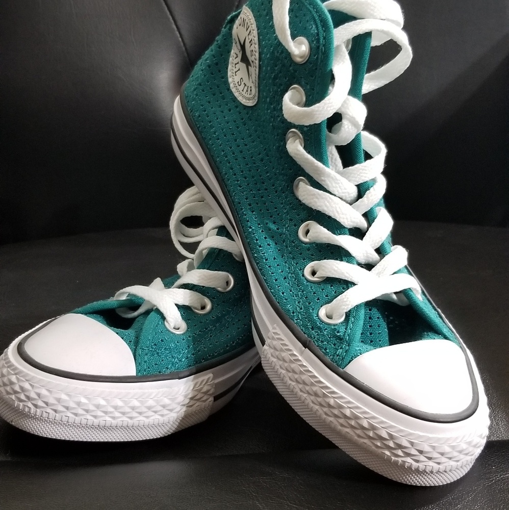 Teal high top converse